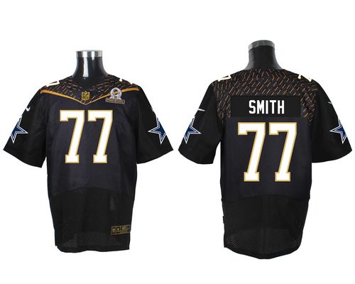 Nike Cowboys #77 Tyron Smith Black 2016 Pro Bowl Men's Stitched NFL Elite Jersey - Click Image to Close